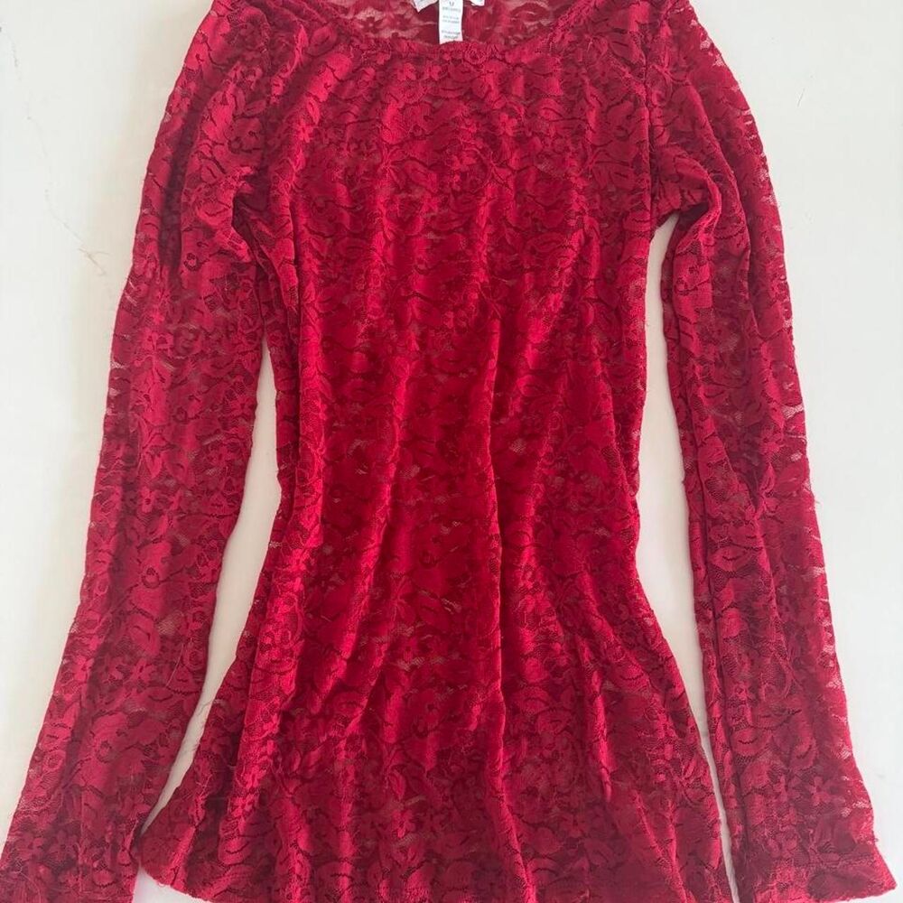 Ambiance-apparel Women's Red and Burgundy Shirt